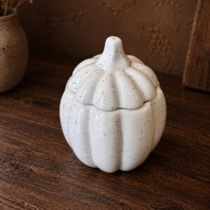 White with Polka Dots Pumpkin Candle